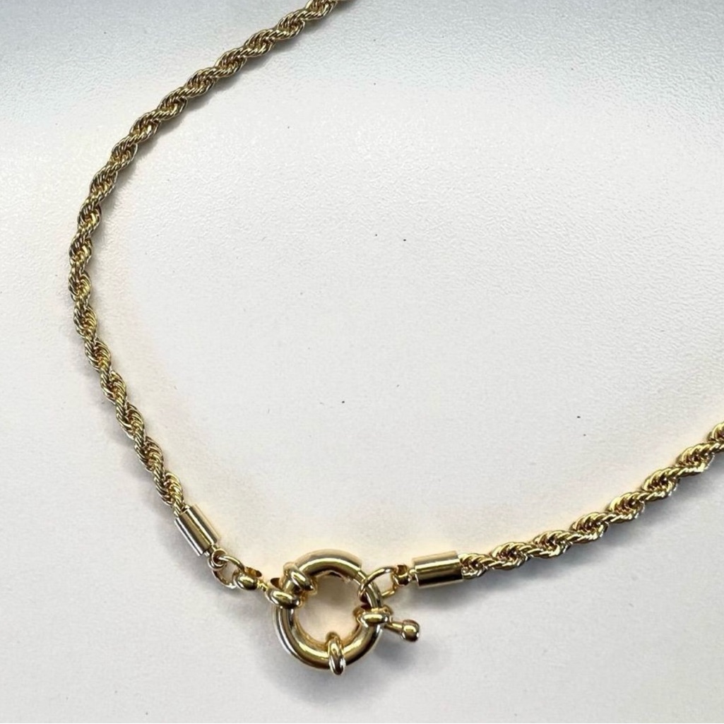 Trendy 4 Mm Gold Filled Rope Chain Choker Necklace With O Ring Hypoallergenic